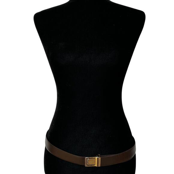 Vintage Christian Dior Leather Belt Black Brown Reversible Men's Size 36 - Picture 2 of 11